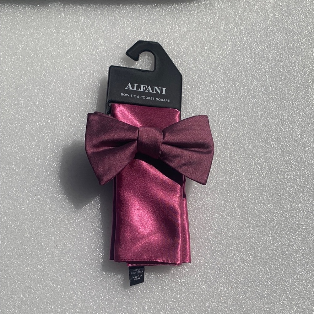 🆕 Alfani Purple Bow Tie and Pocket Square Set